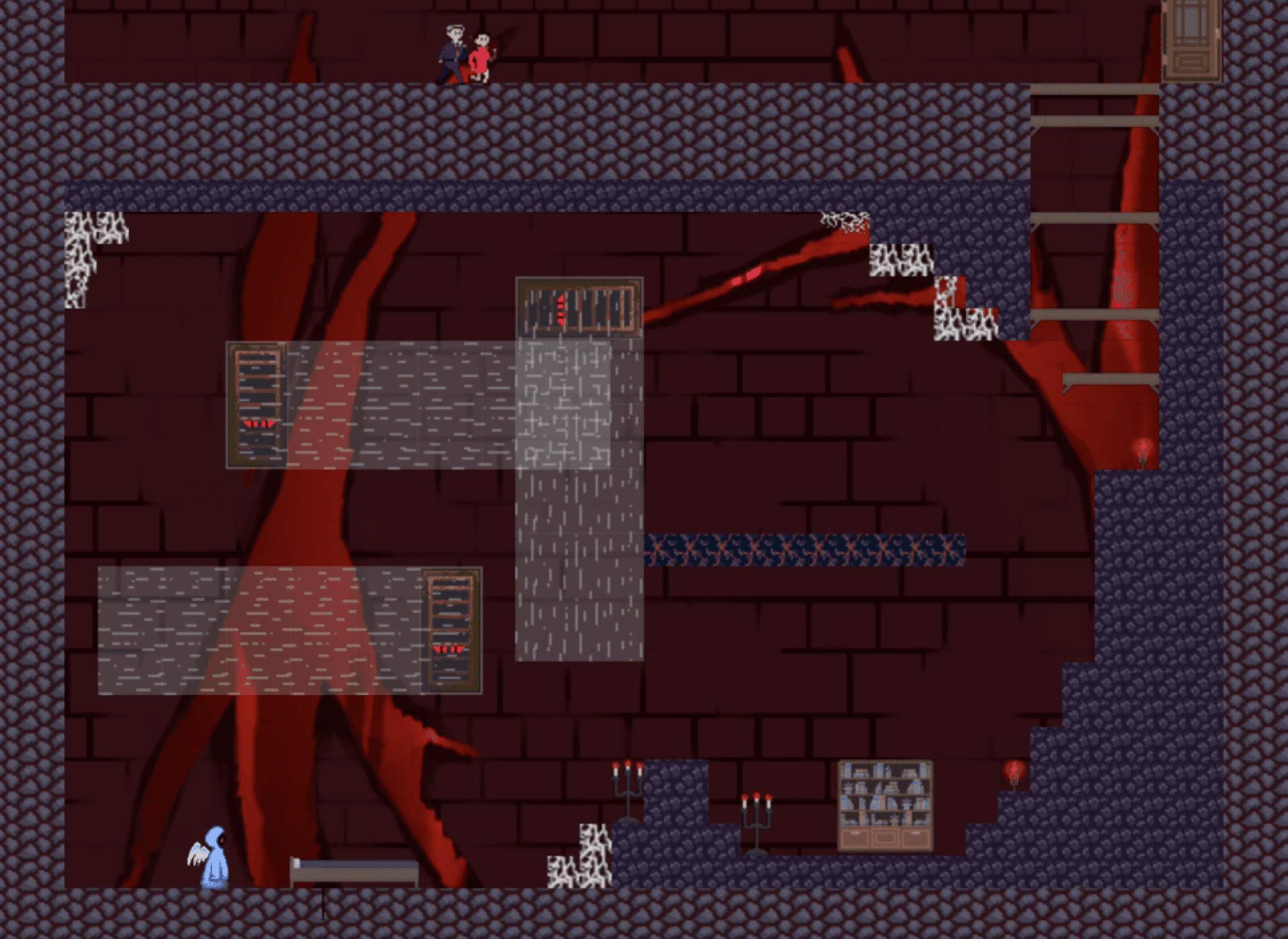 Death of a Deal level overview with collision and force debug overlays